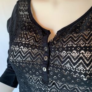 Hollister 3/4 sleeve lace front Henley hi low